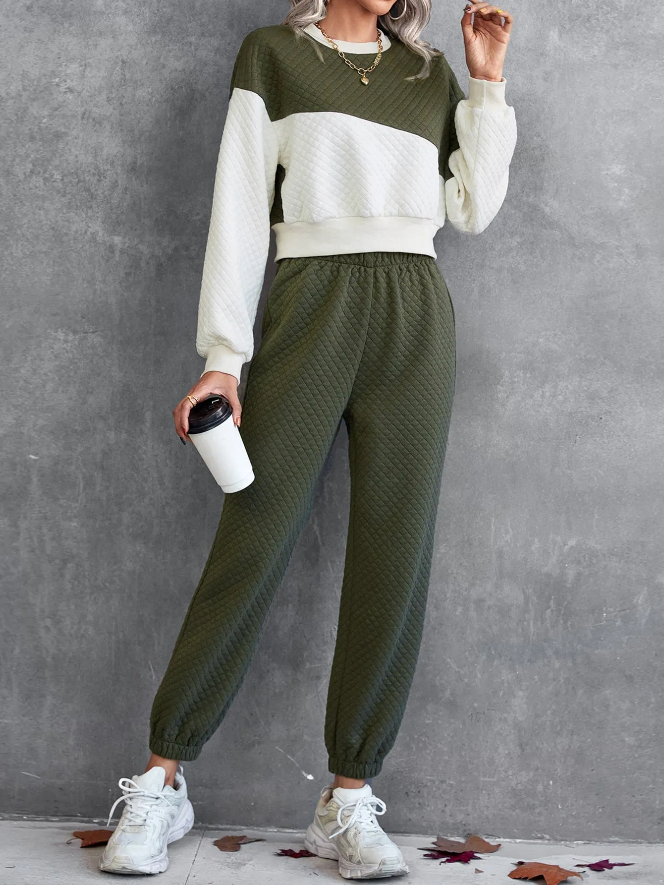 Two Tone Drop Shoulder Sweatshirt & Sweatpants