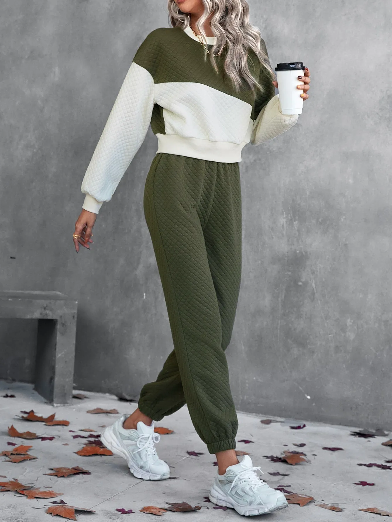 Two Tone Drop Shoulder Sweatshirt & Sweatpants