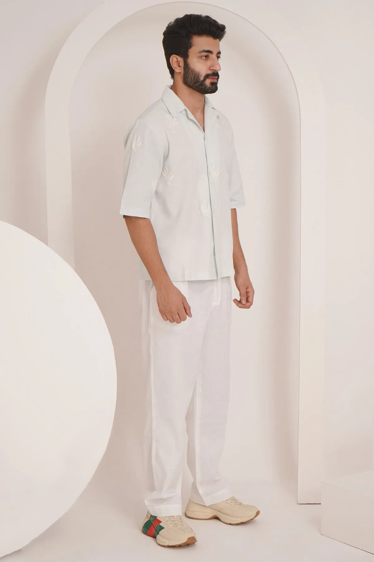 White Straight Fit Casual Pants