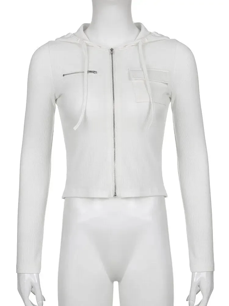 White Zip Up Hooded Jacket