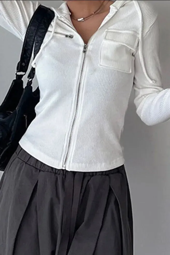 White Zip Up Hooded Jacket