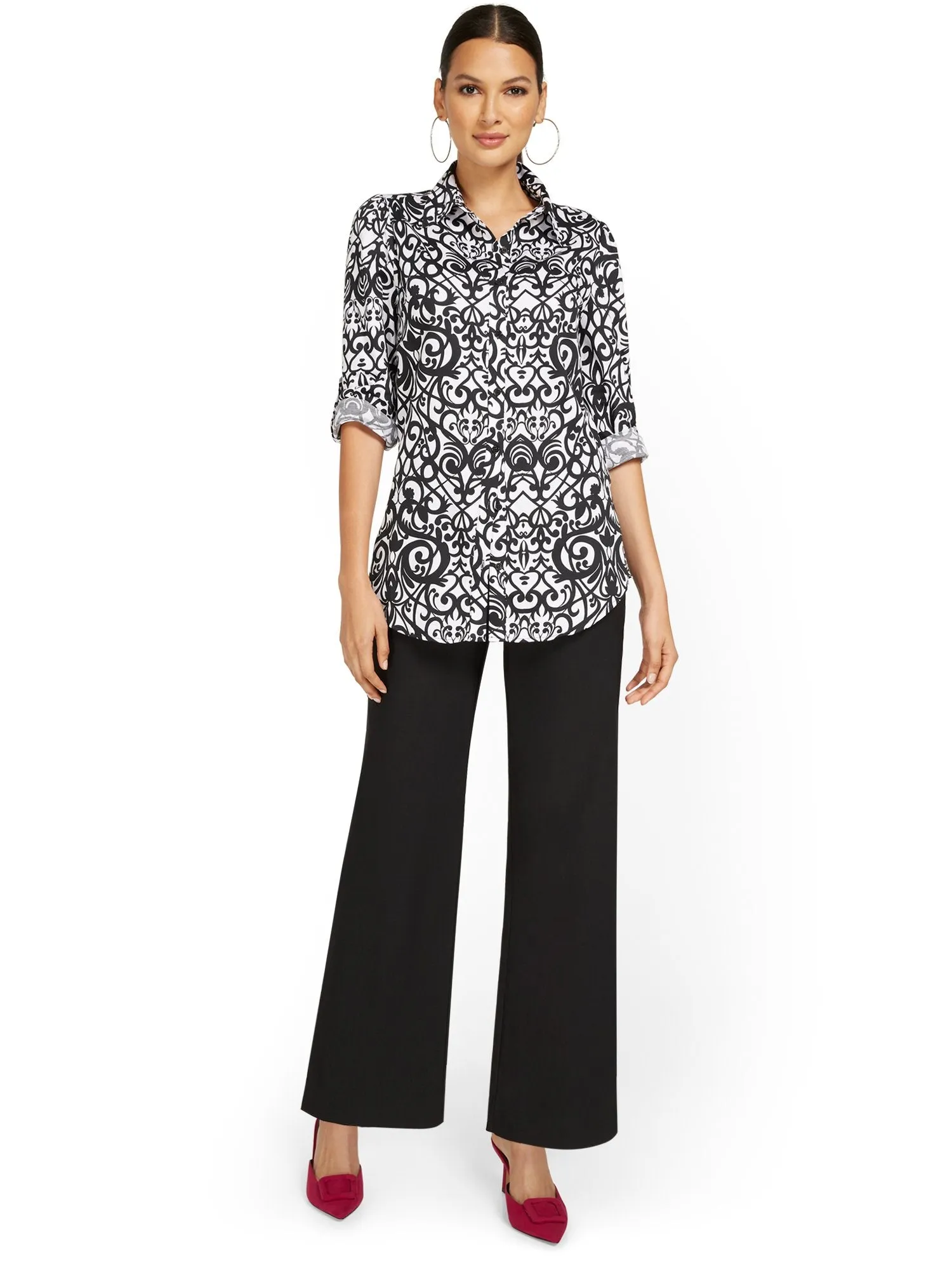 Whitney High-Waisted Pull-On Wide-Leg Pant