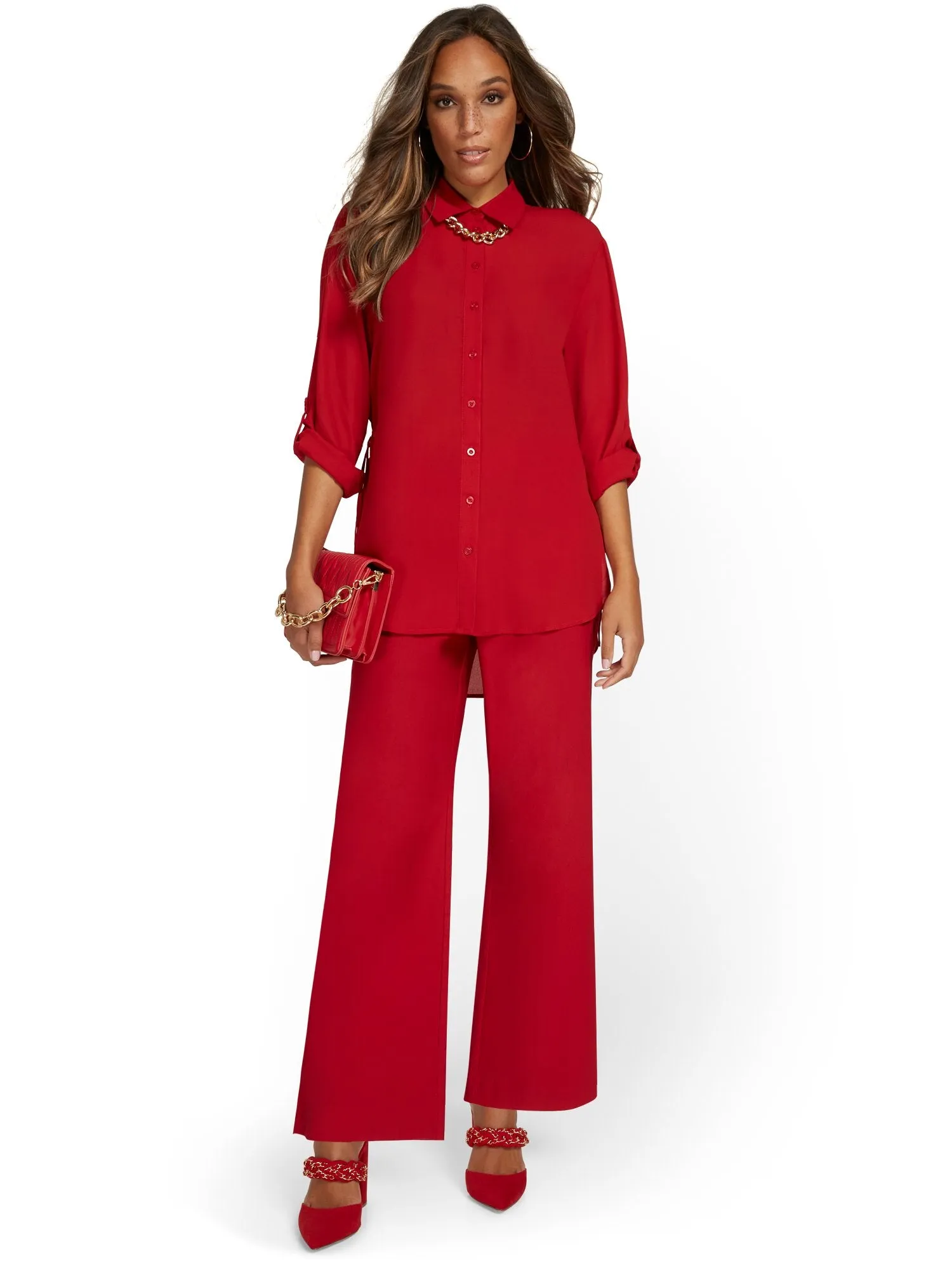 Whitney High-Waisted Pull-On Wide-Leg Pant