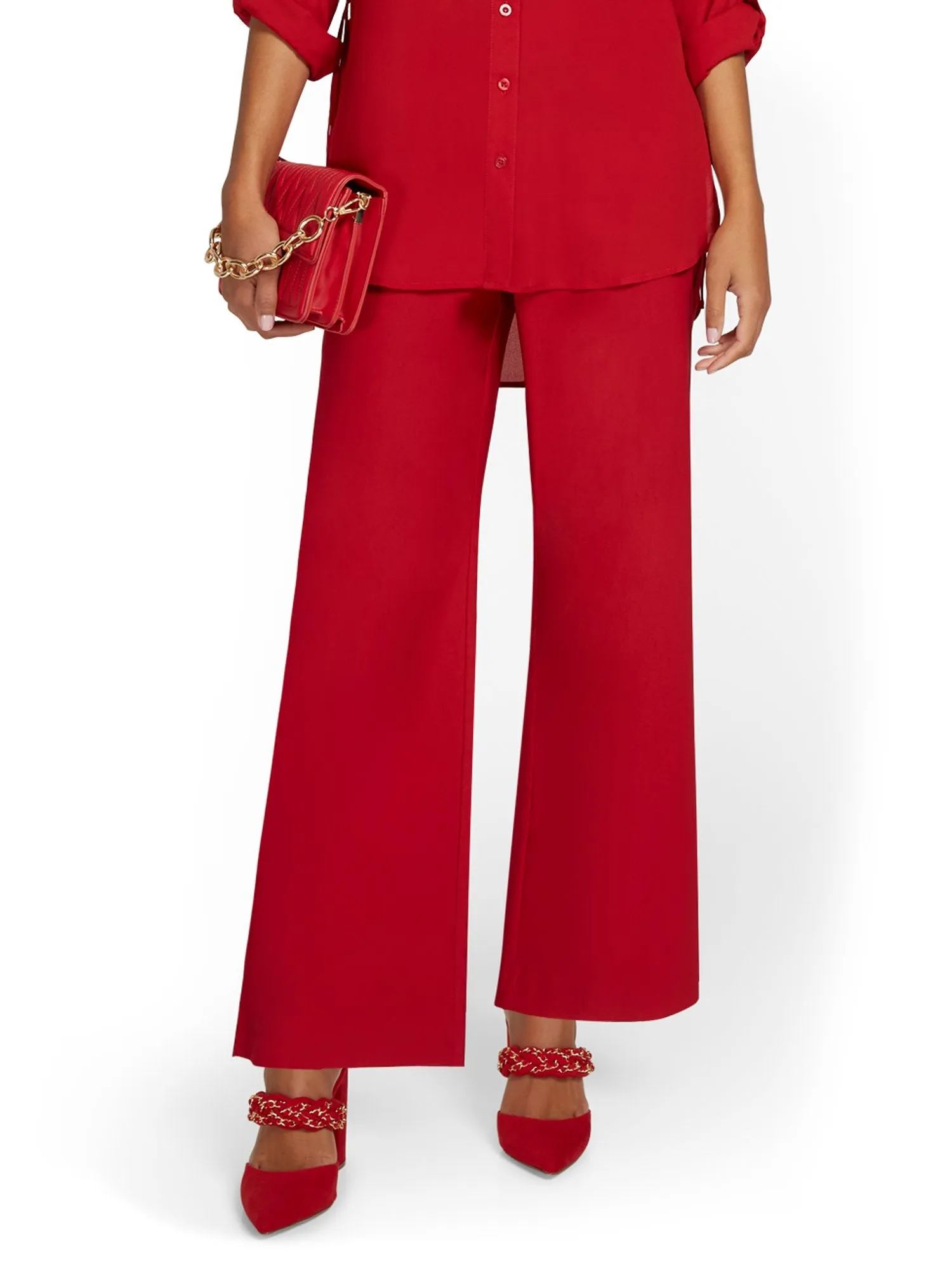 Whitney High-Waisted Pull-On Wide-Leg Pant