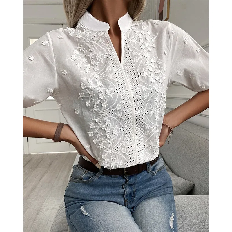 Women Puff Sleeved Half Cotton Tops