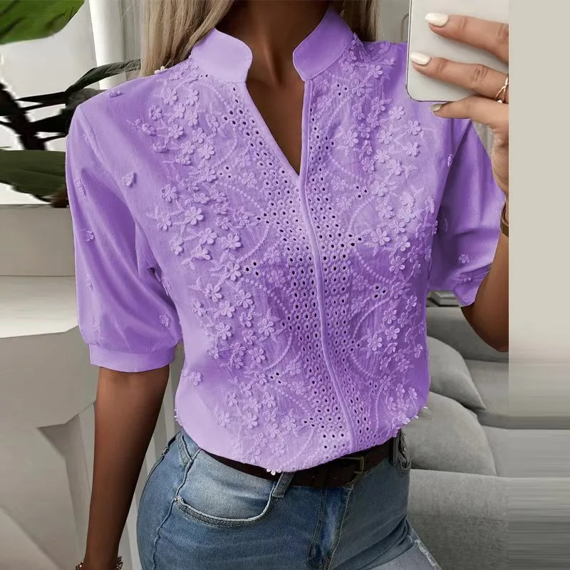 Women Puff Sleeved Half Cotton Tops