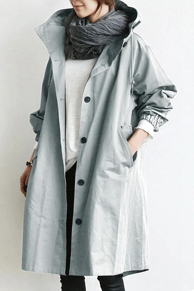 Women's Warm Raincoat with Large Buttons | Ideal for Autumn/Winter