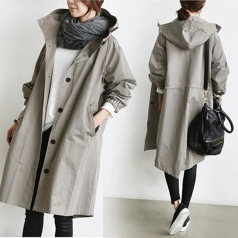 Women's Warm Raincoat with Large Buttons | Ideal for Autumn/Winter