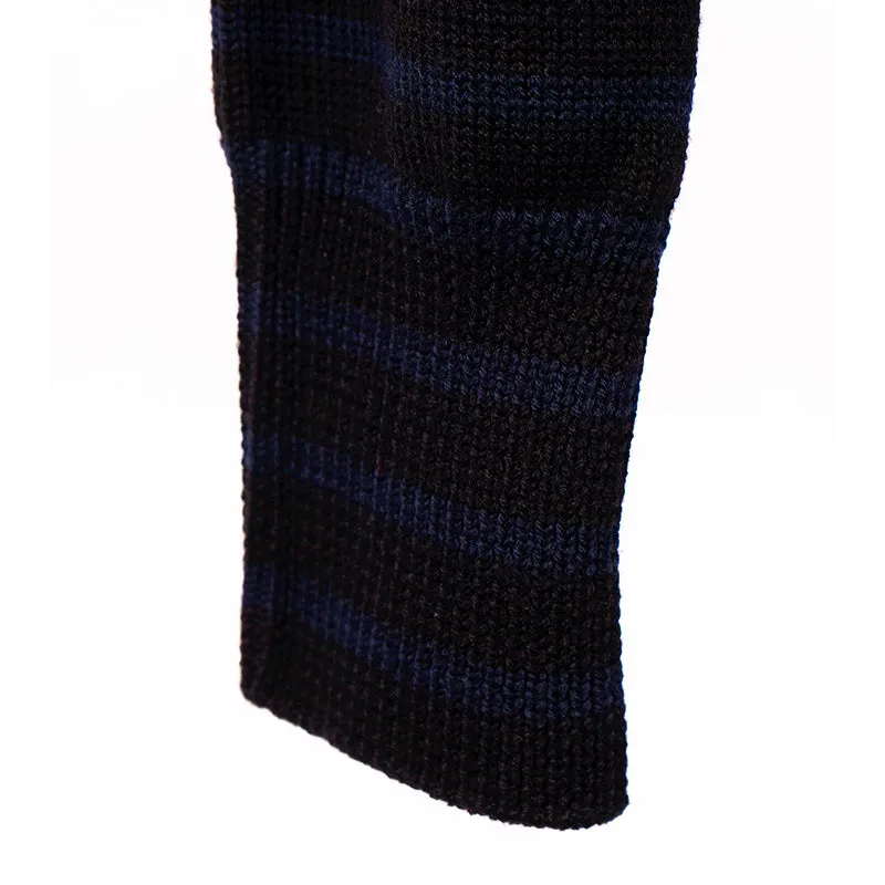 XS NEW $690 SAINT LAURENT Men's Black Blue Stripe WOOL KNIT Long Sleeve SWEATER